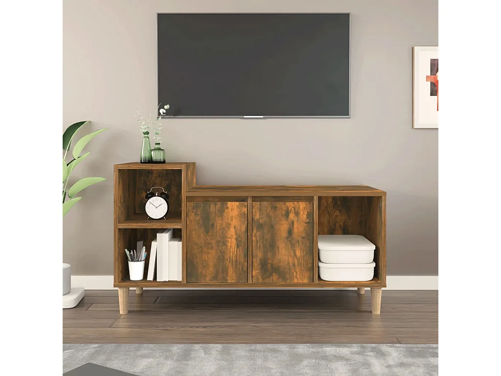 Mueble para TV madera contrachapada roble ahumado 100x35x55 cm