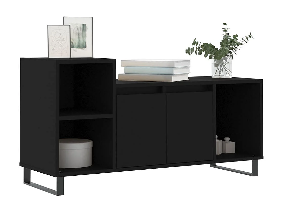 Tv-meubel 100x35x55 cm bewerkt hout zwart