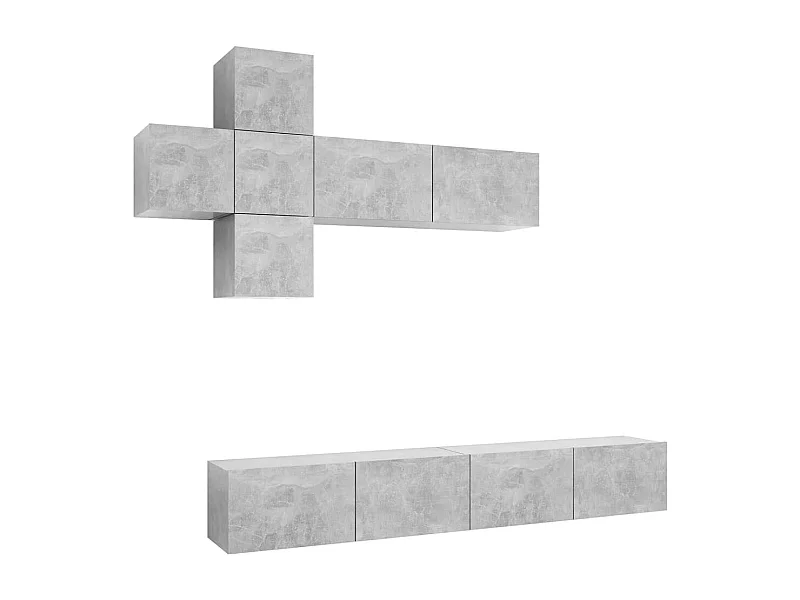 Ensemble de meuble TV 7 pièces Gris béton Aggloméré