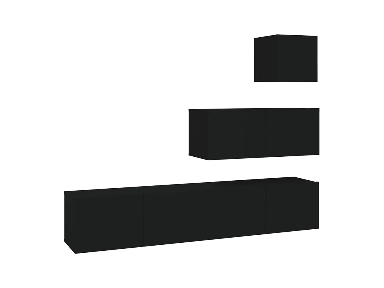Ensemble de meubles TV 4 pièces Noir Bois d'ingénierie