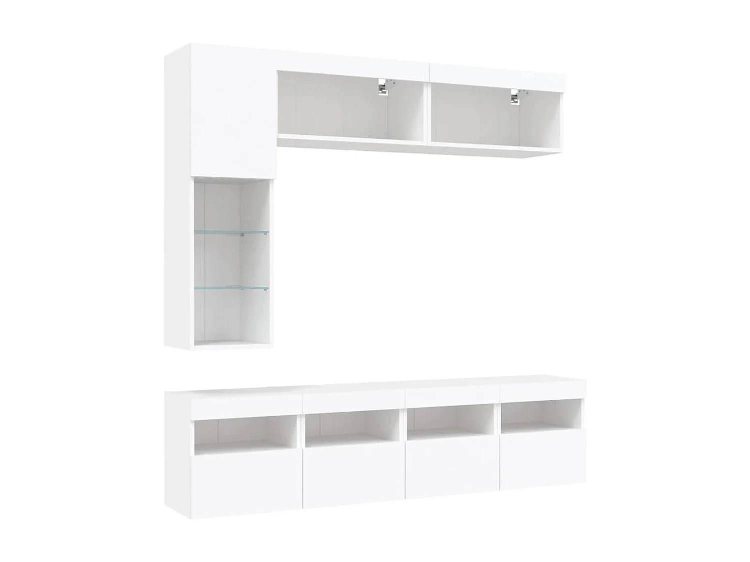 Ensemble de meubles TV muraux 7 pièces avec lumières LED blanc