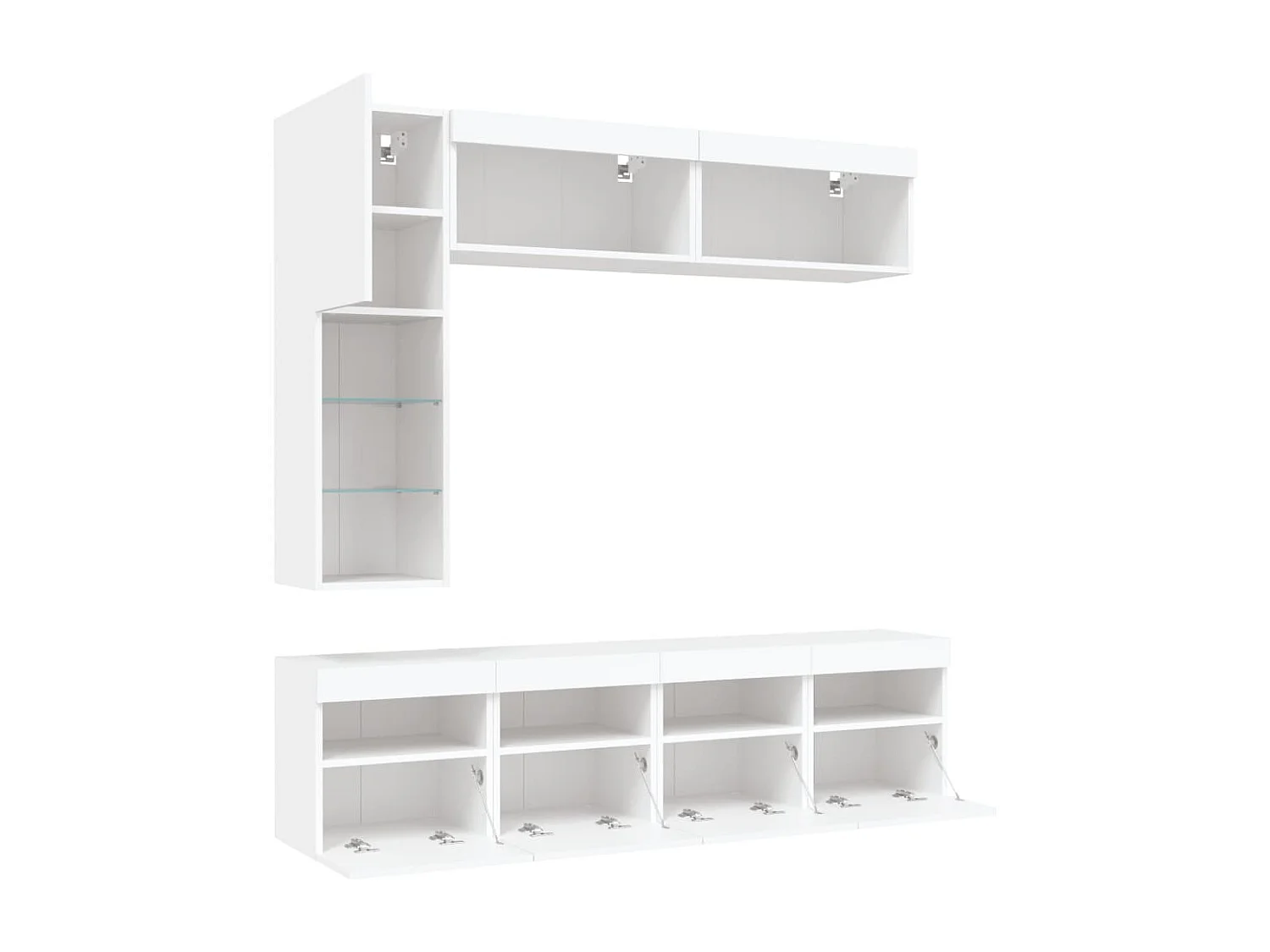 Ensemble de meubles TV muraux 7 pièces avec lumières LED blanc