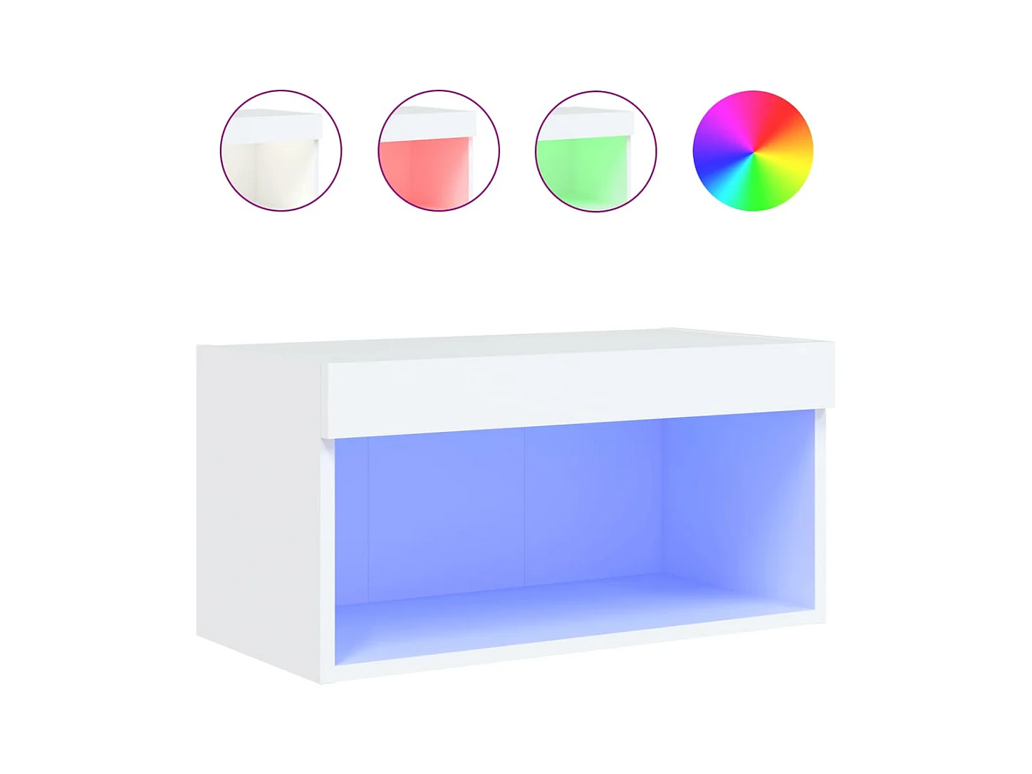 Meuble TV avec lumières LED blanc 60x30x30 cm