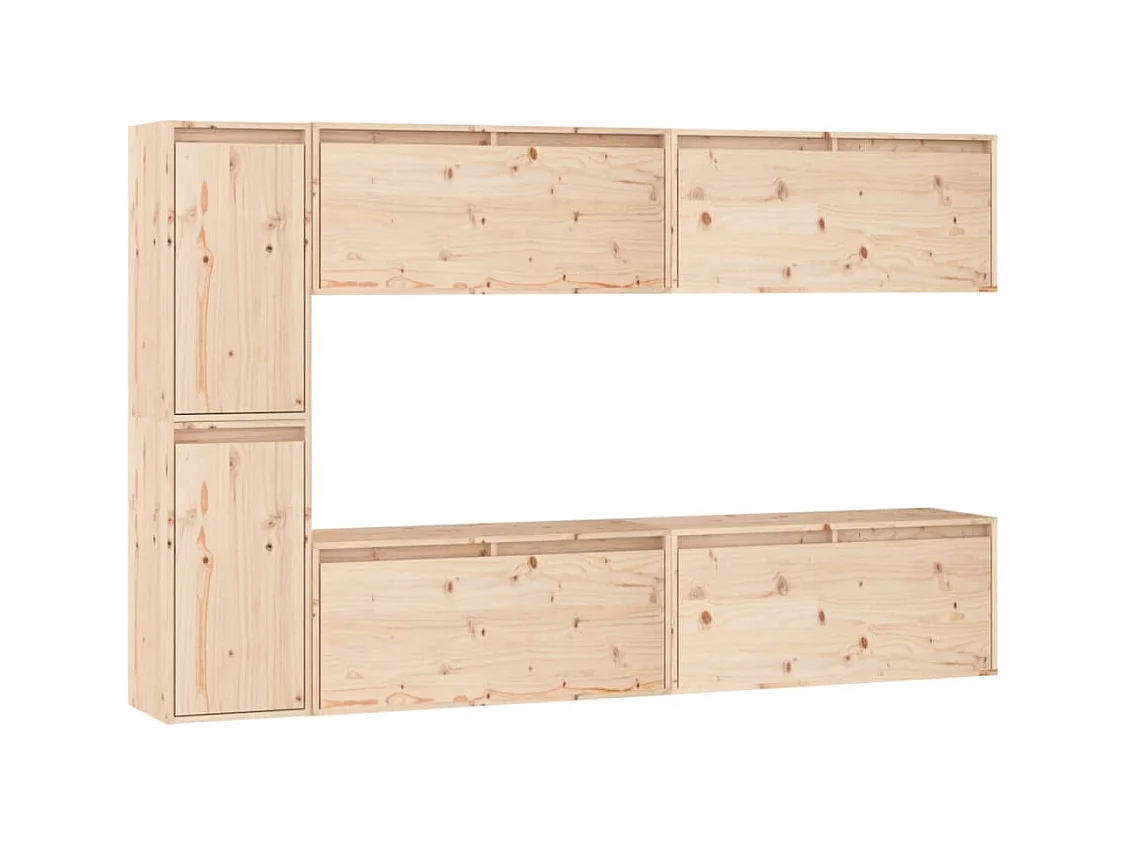 Meubles TV 6 pièces Bois massif de pin