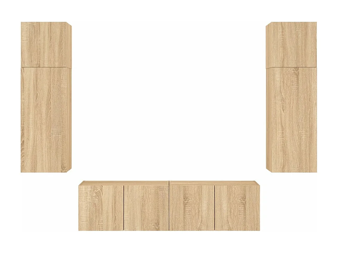Unités murales TV avec LED 6 pièces chêne sonoma bois d'ingénierie