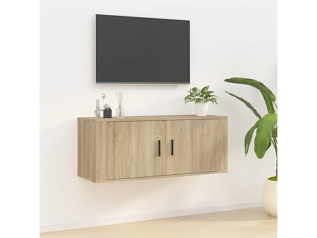 Meuble TV mural Chêne Sonoma 100x34,5x40 cm
