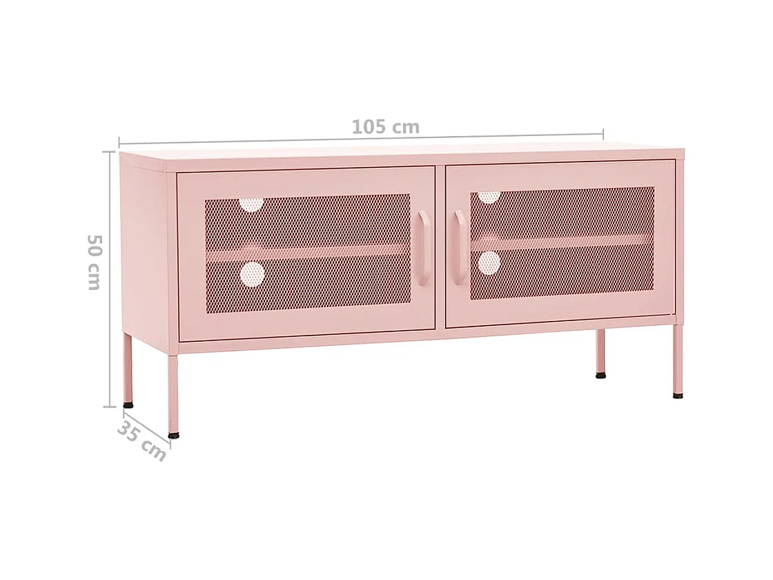 Meuble TV Rose 105x35x50 cm Acier