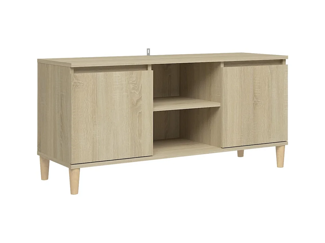 Meuble TV avec pieds en bois massif Chêne sonoma 103,5x35x50 cm