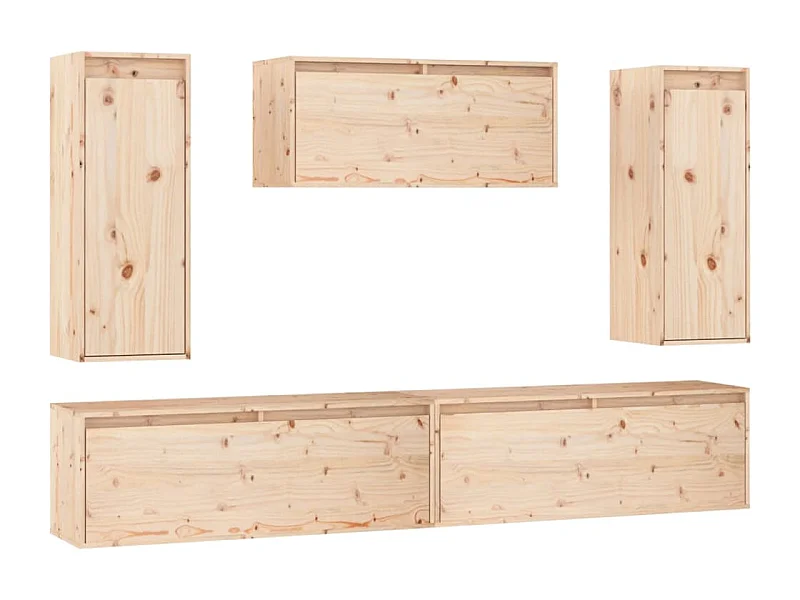 Meubles TV 5 pièces Bois massif de pin