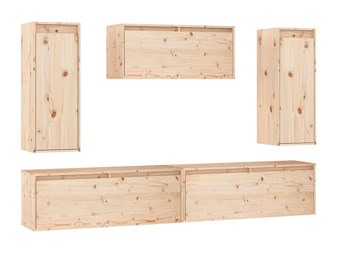 Meubles TV 5 pièces Bois massif de pin