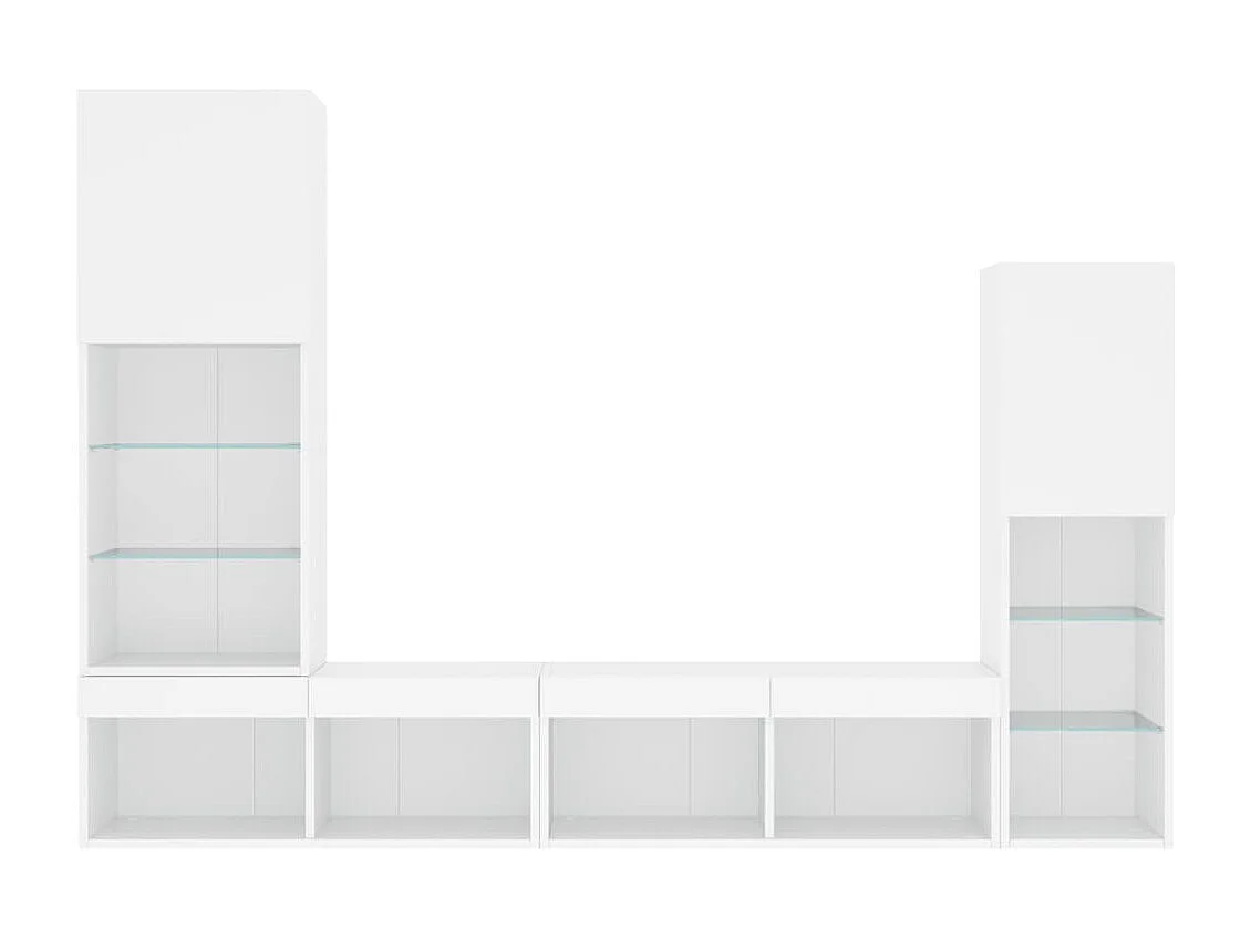 4peças móveis de parede p/ TV c/ LEDs derivados de madeira branco