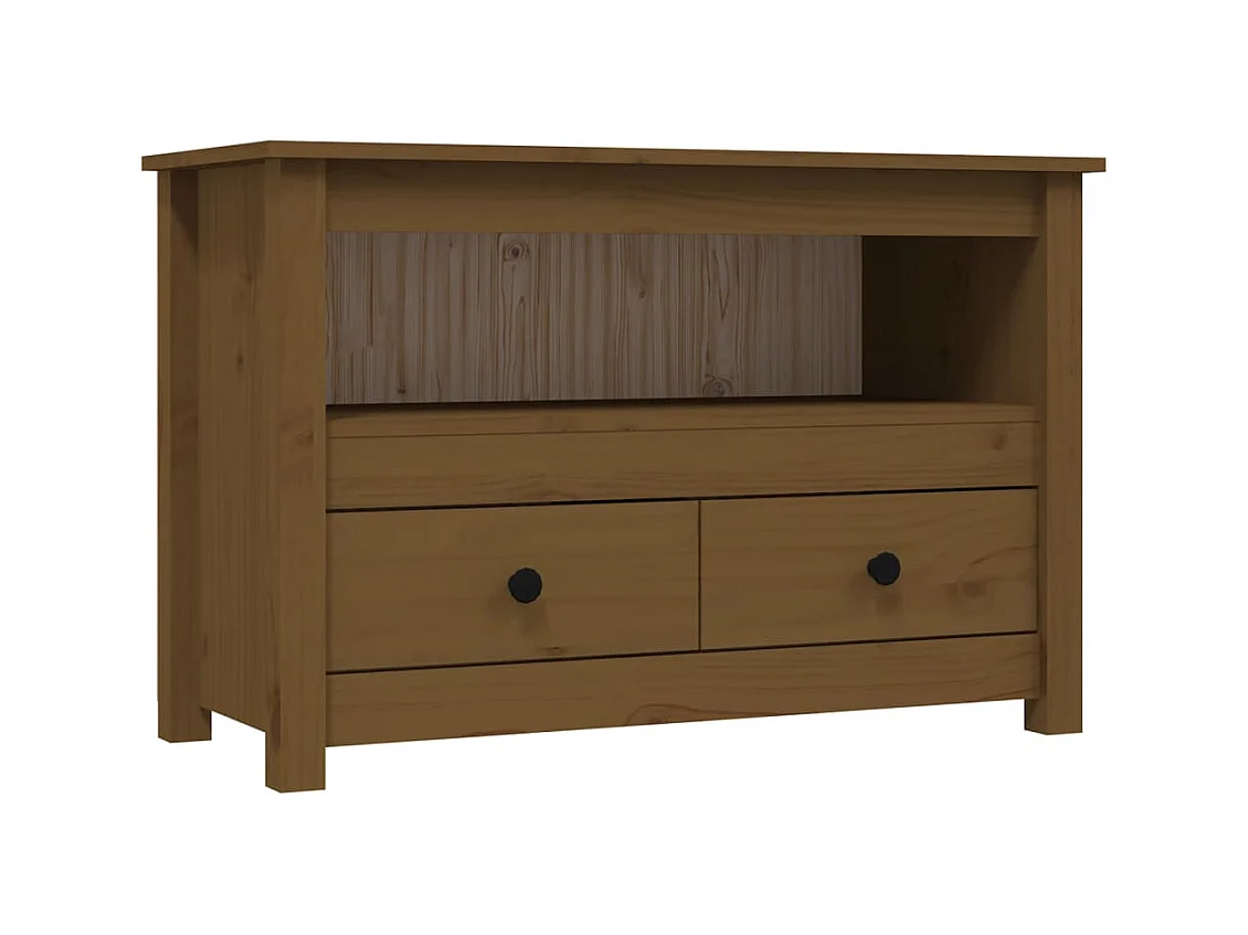 Meuble TV Marron miel 79x35x52 cm Bois de pin massif