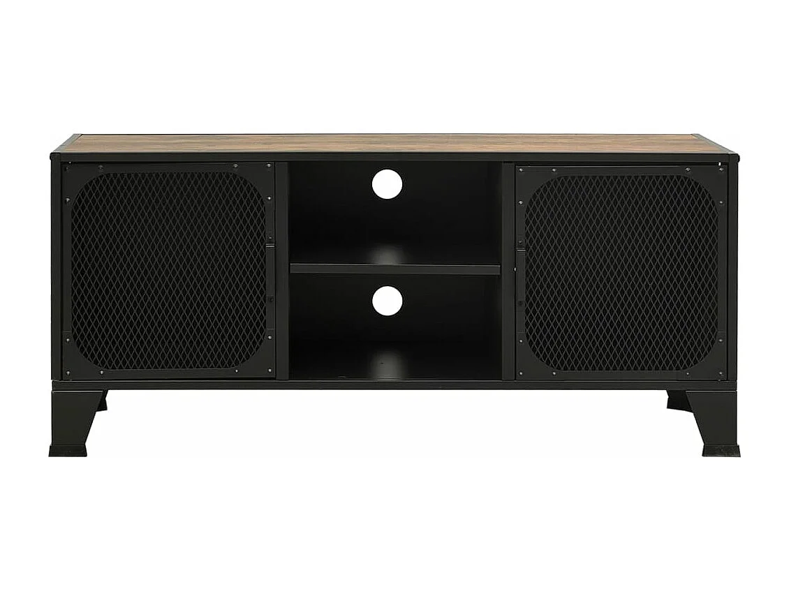 Móvel de TV 105x36x47 cm metal e MDF castanho rústico