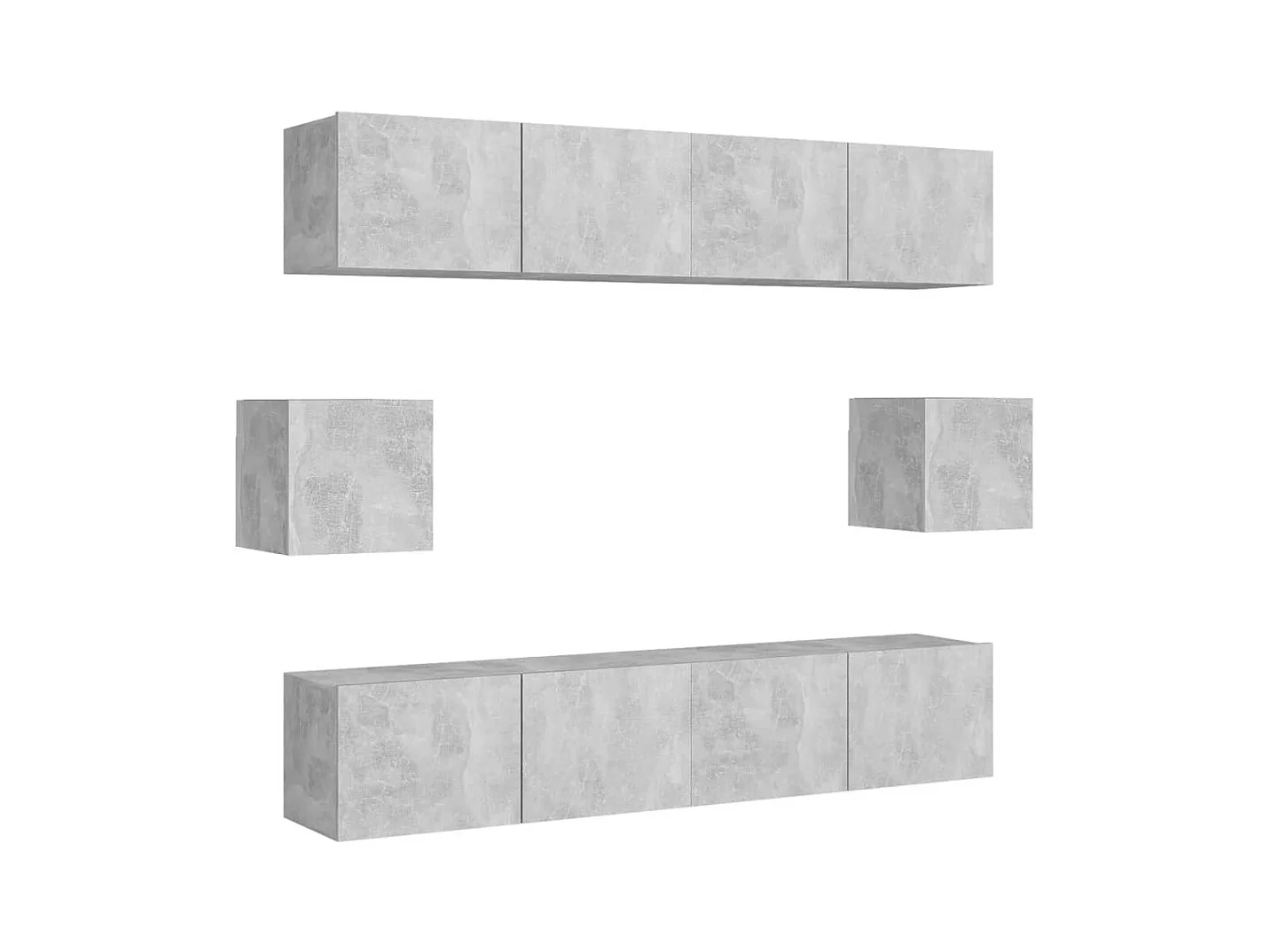 Ensemble de meuble TV 6 pièces Gris béton Aggloméré