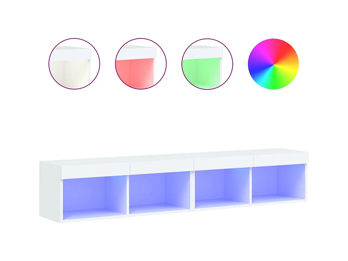 Meubles TV avec lumières LED 2 pièces blanc 80x30x30 cm