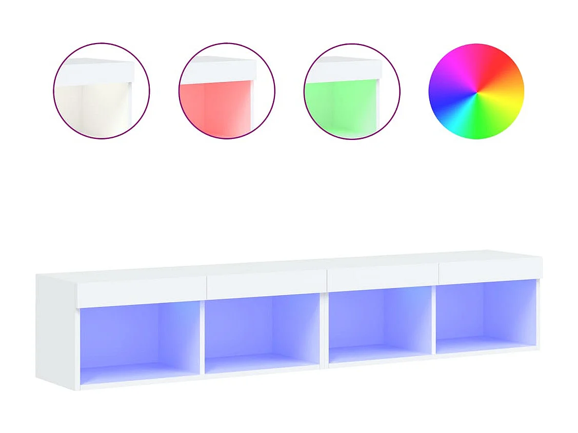 Meubles TV avec lumières LED 2 pièces blanc 80x30x30 cm