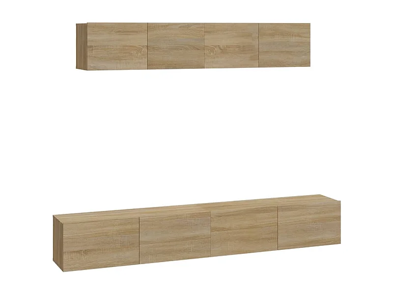 Set de muebles para TV 4 piezas madera contrachapada roble Sonoma