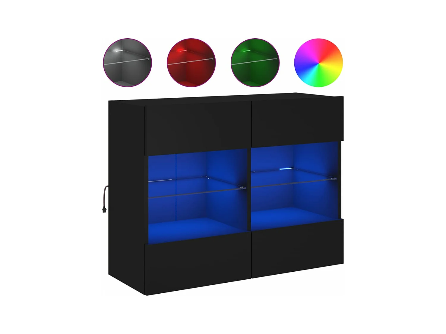 Meuble TV mural avec lumières LED noir 78,5x30x60,5 cm