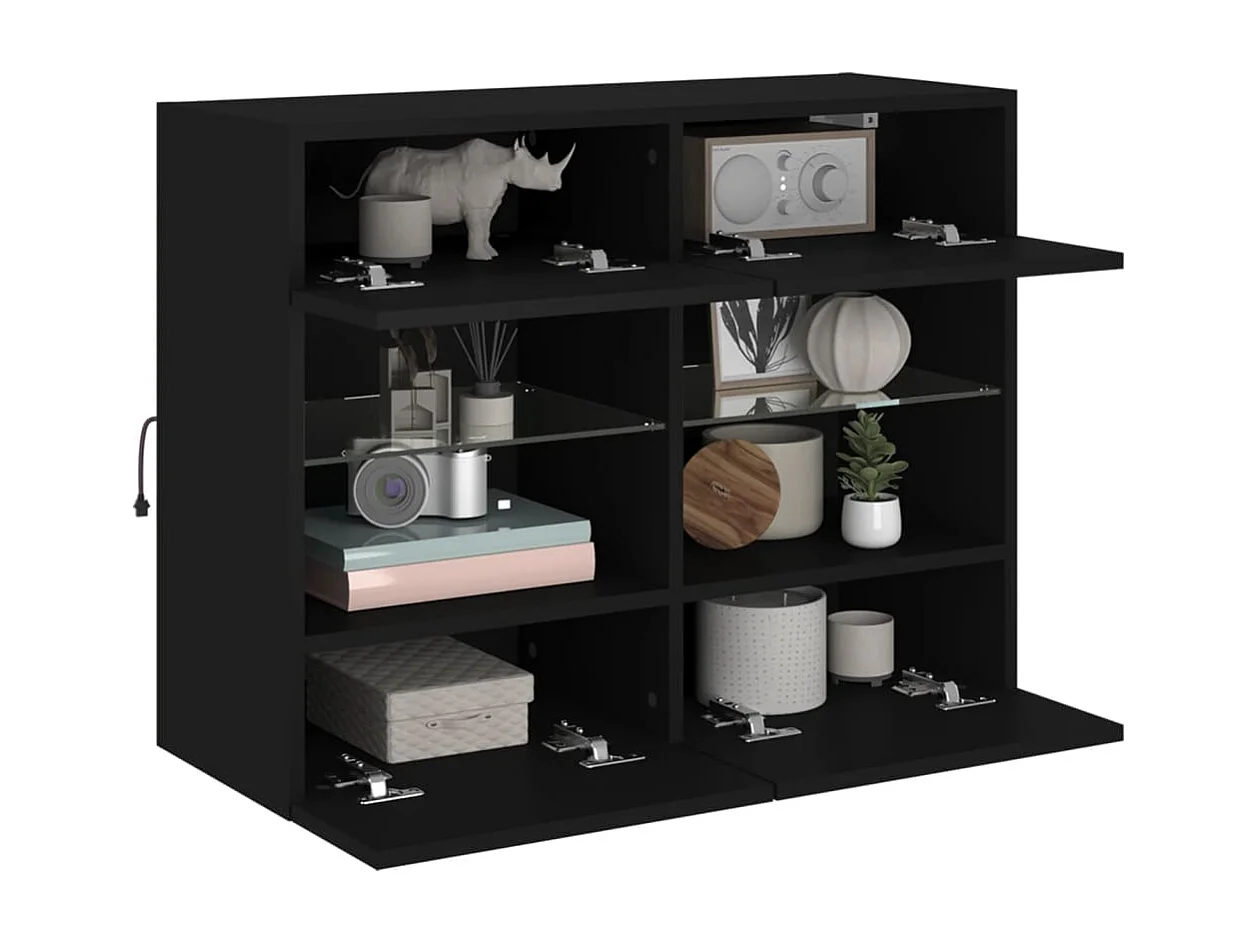 Móvel de parede para TV com luzes LED 78,5x30x60,5 cm preto