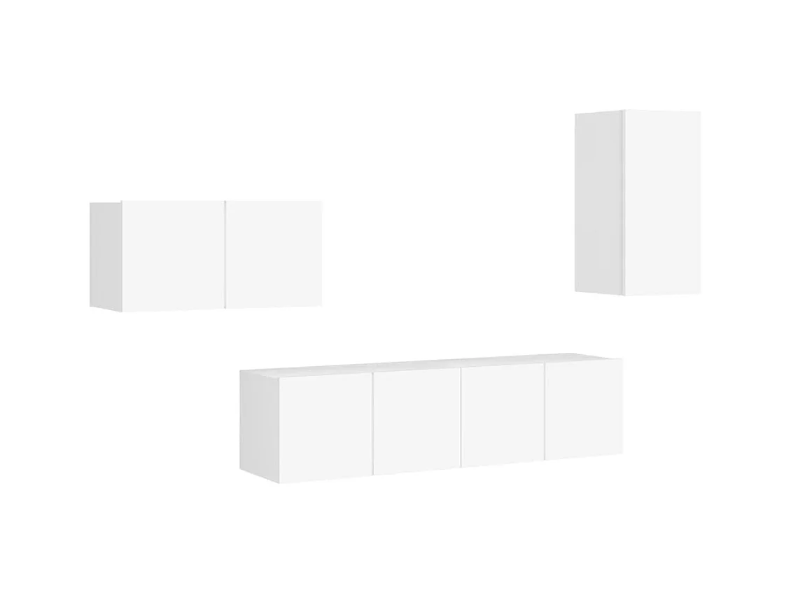 Ensemble de meuble TV 4 pièces Blanc Aggloméré