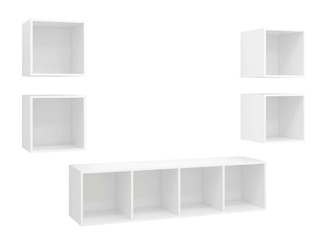 Juego de muebles de salón 5 piezas madera ingeniería blanco