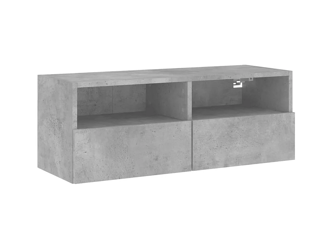 Meuble TV mural gris béton 80x30x30 cm bois d'ingénierie