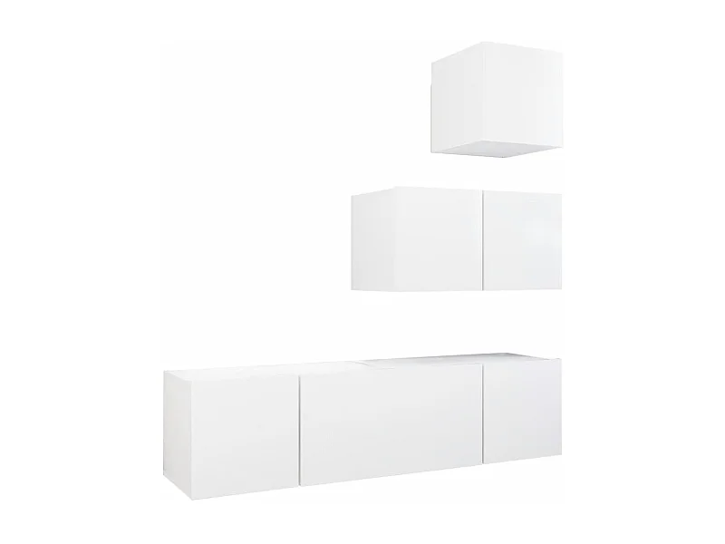 4 peças conjunto de móveis de TV contraplacado branco