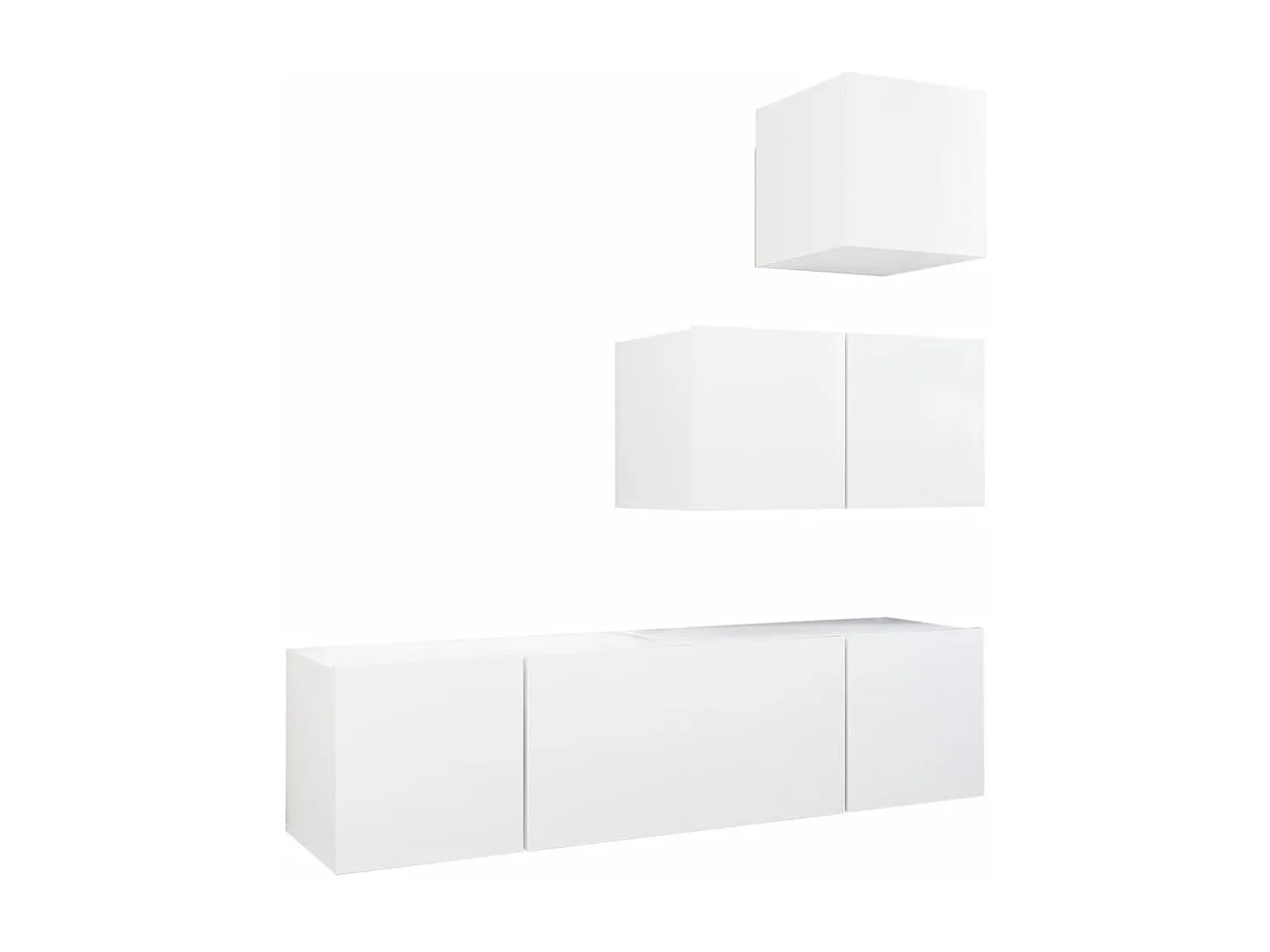 4 peças conjunto de móveis de TV contraplacado branco