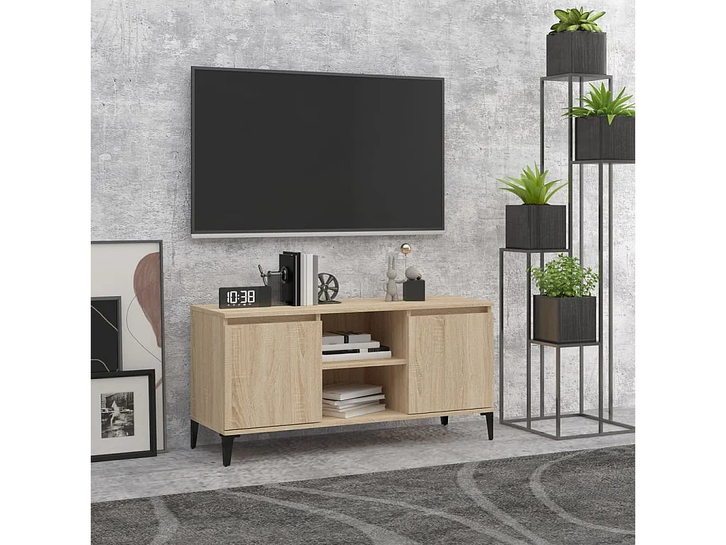 Tv-meubel met metalen poten 103,5x35x50 cm sonoma eikenkleurig