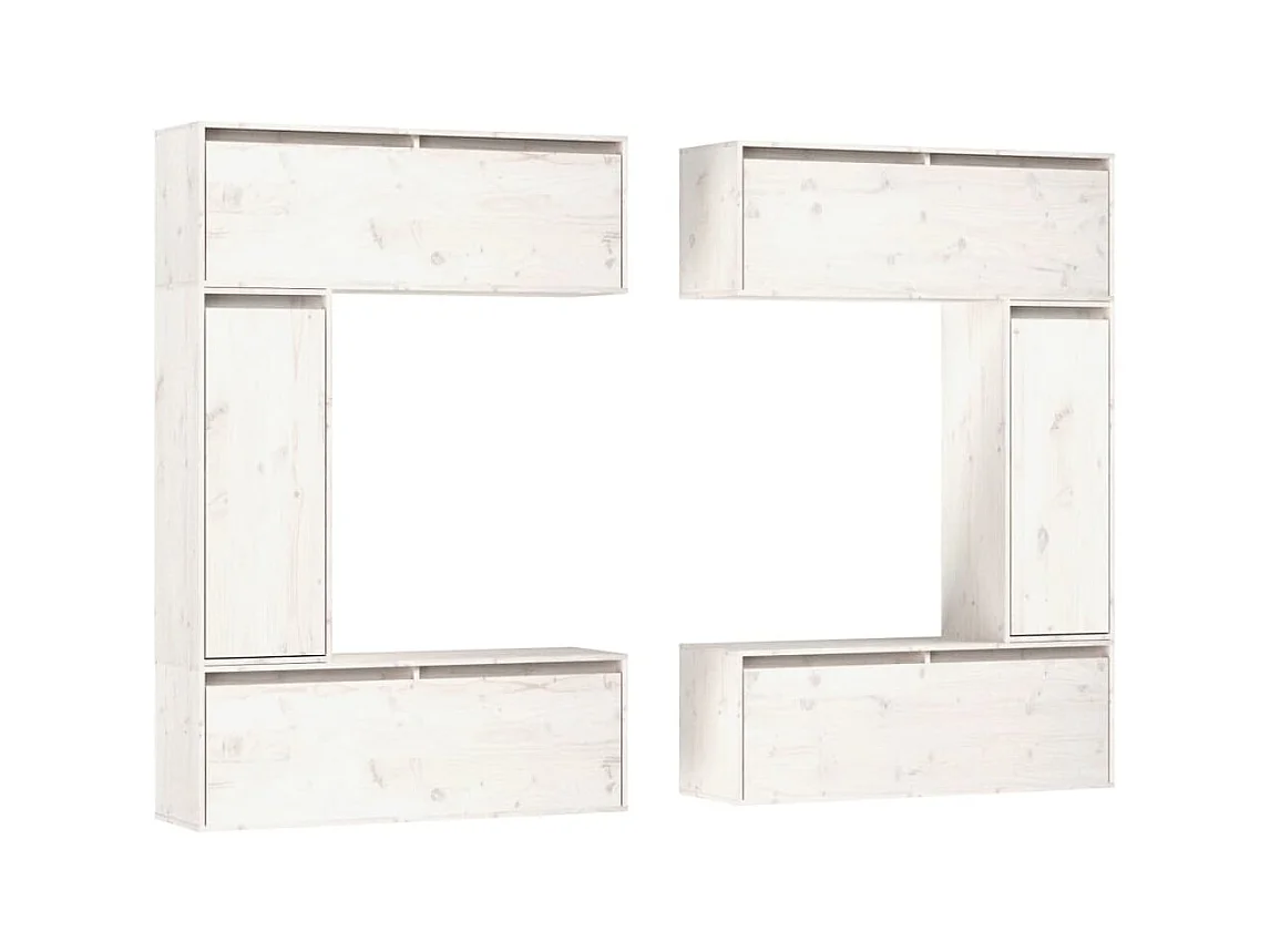 Meubles TV 6 pièces Blanc Bois massif de pin