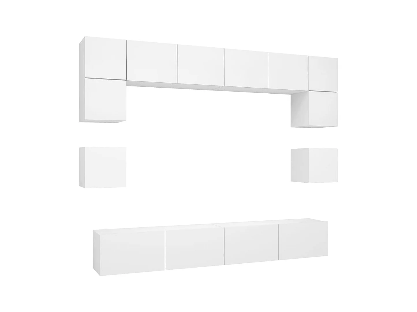 Ensemble de meuble TV 8 pièces Blanc Aggloméré