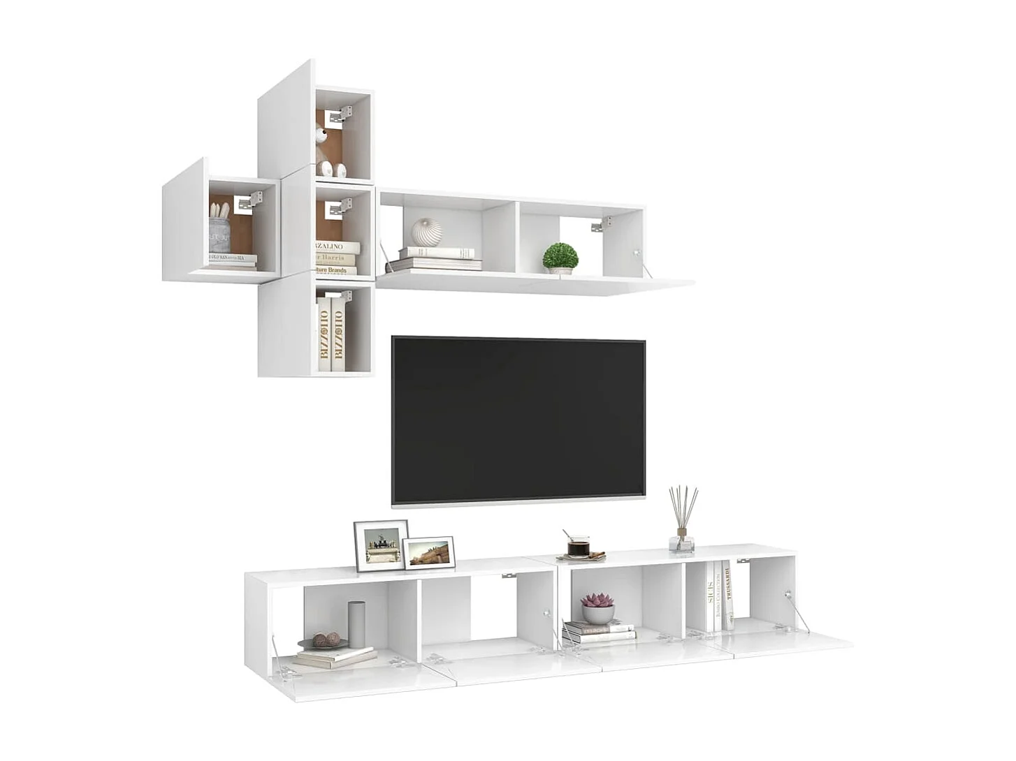 Ensemble de meuble TV 7 pièces Blanc Aggloméré