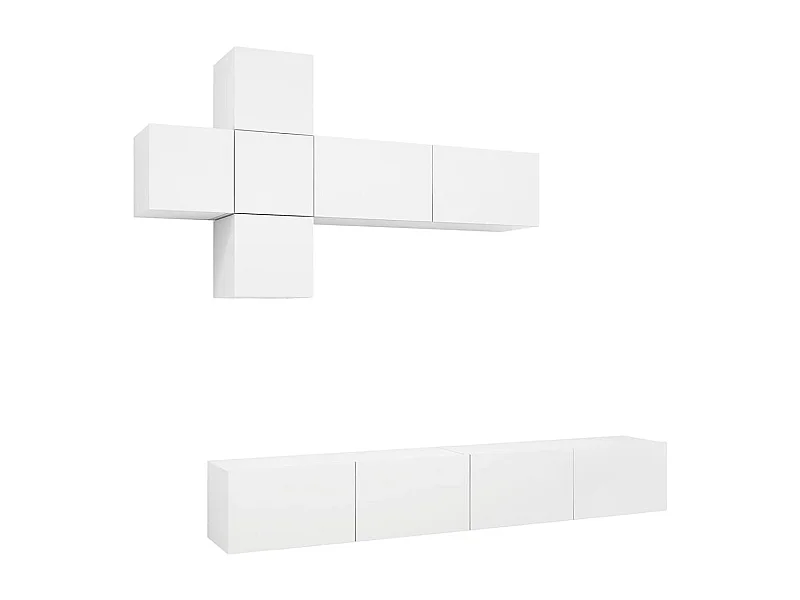 Ensemble de meuble TV 7 pièces Blanc Aggloméré