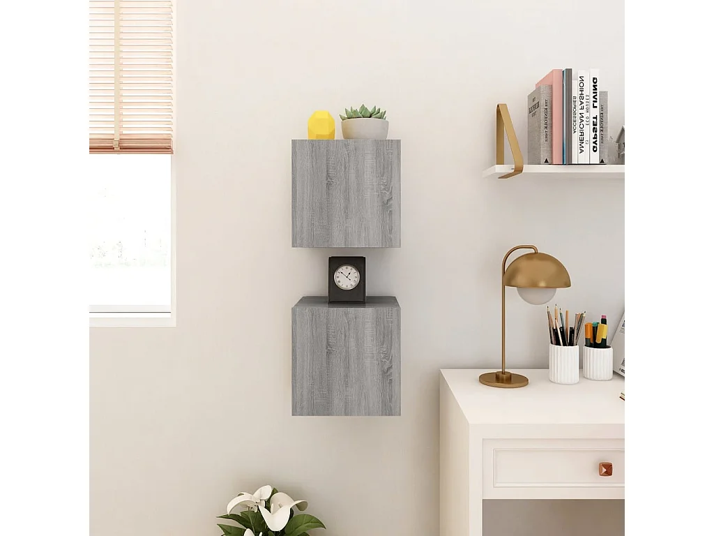 Meubles TV muraux 2 pièces Sonoma gris 30,5x30x30 cm