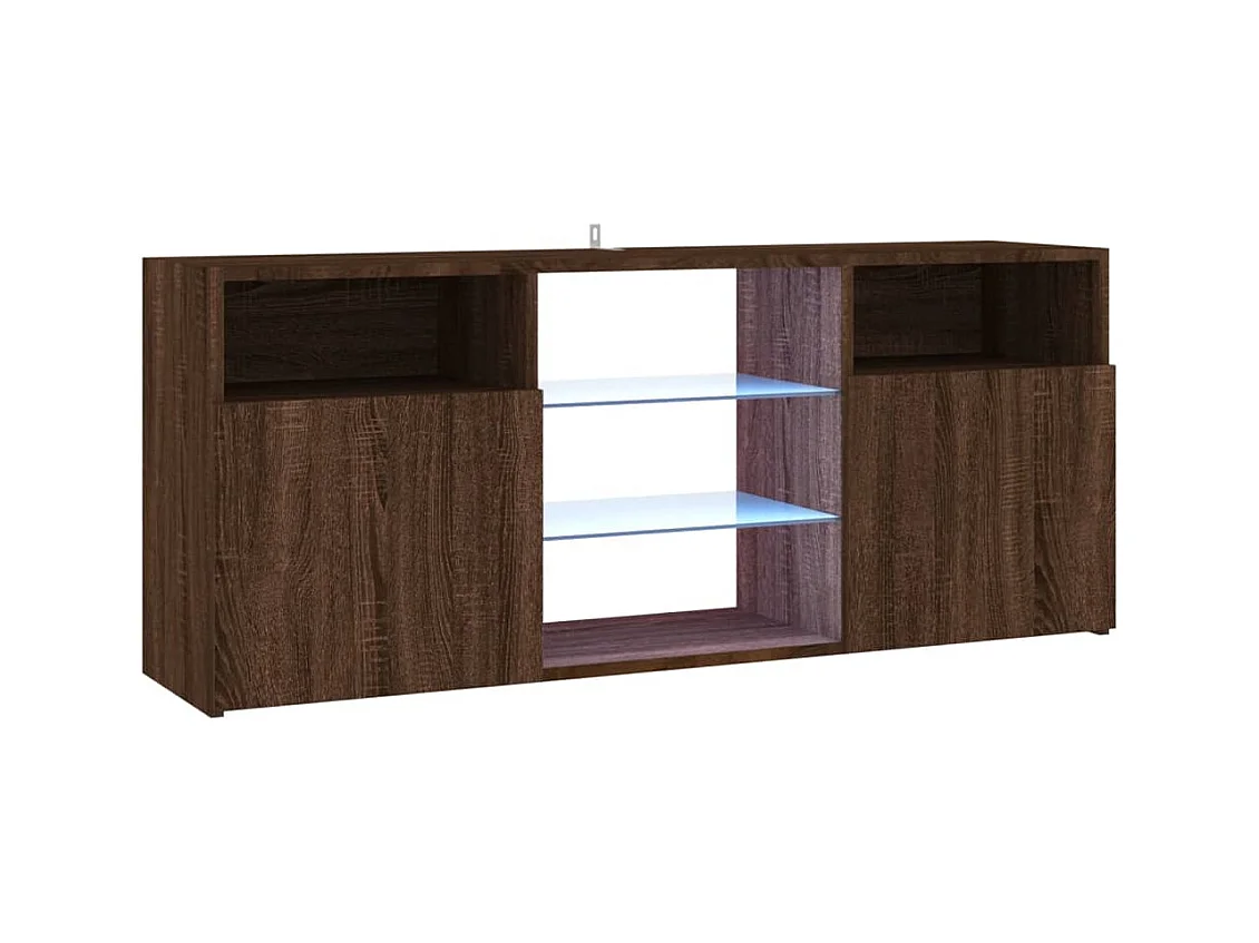 Mueble de TV con luces LED marrón roble 120x30x50 cm