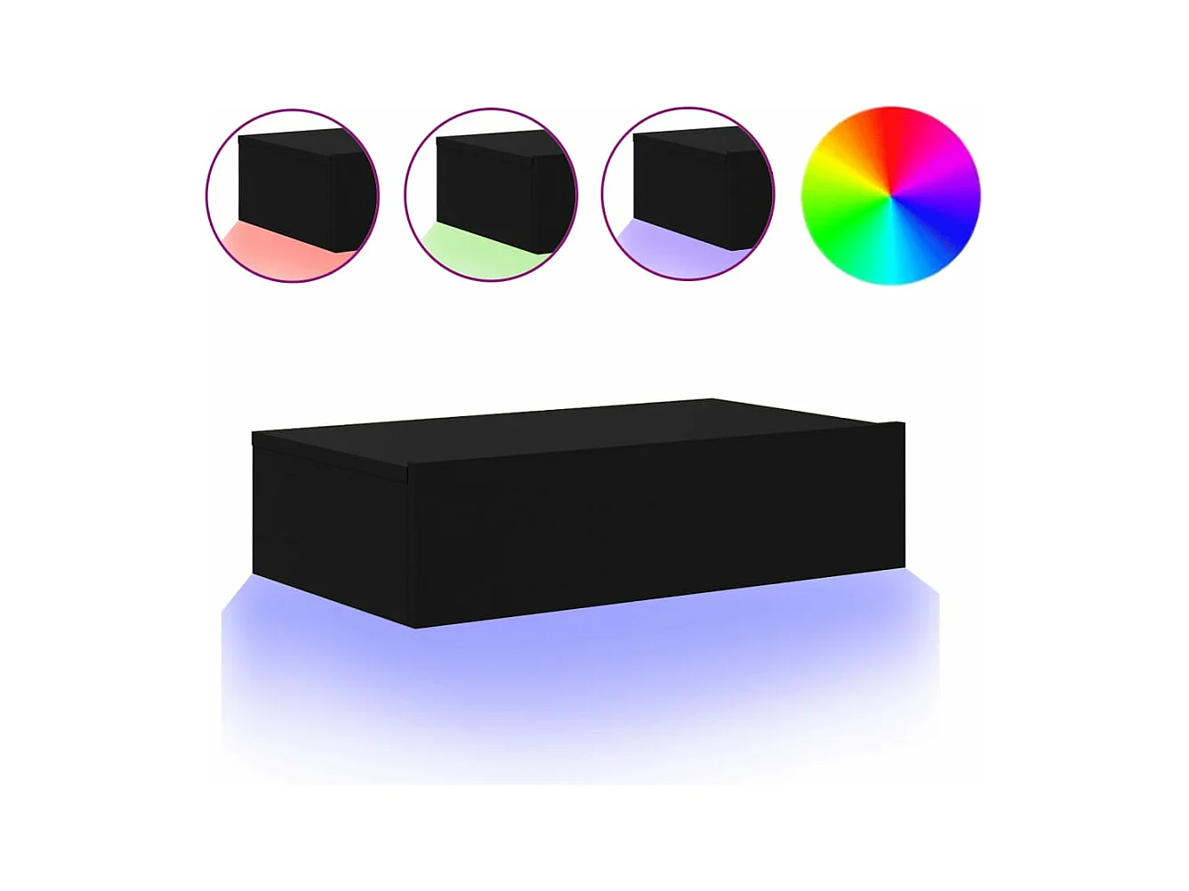 Meuble TV avec éclairage LED noir 60x35x15,5 cm