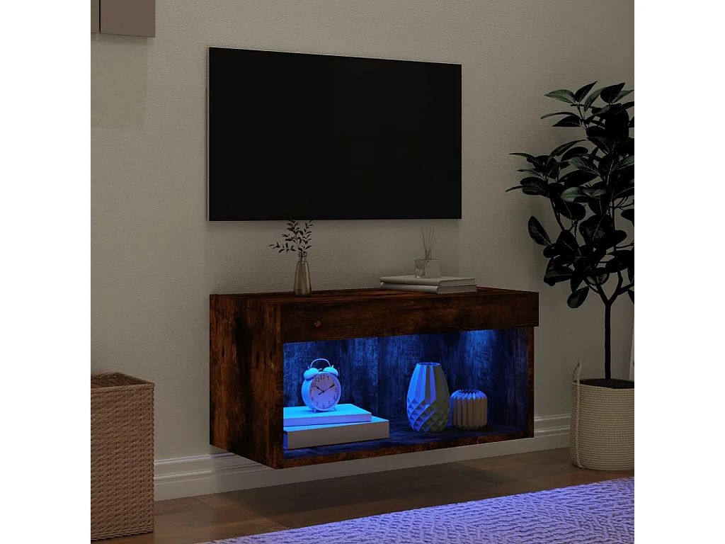 Tv-meubel met LED-verlichting 60x30x30 cm gerookt eikenkleurig
