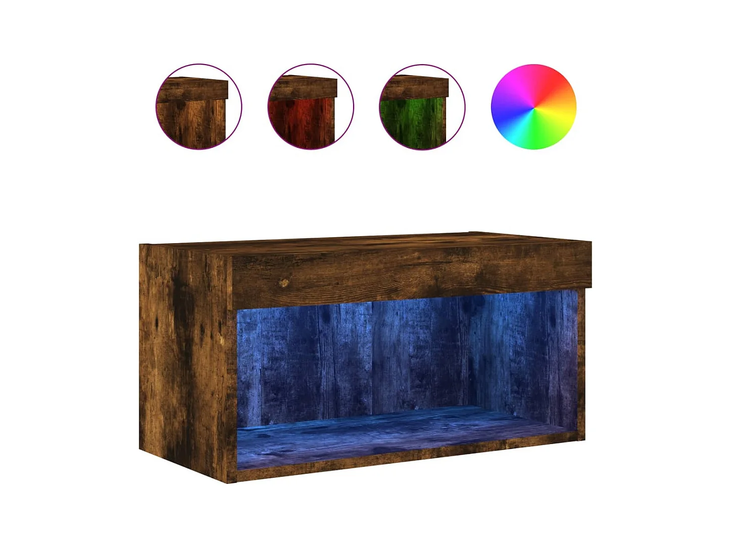 Móvel de TV com luzes LED 60x30x30 cm carvalho fumado