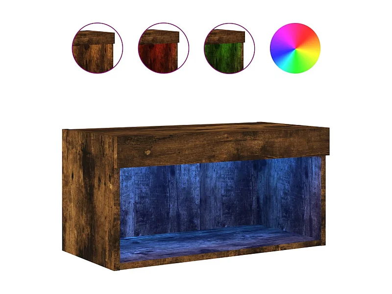 Meuble TV avec lumières LED chêne fumé 60x30x30 cm