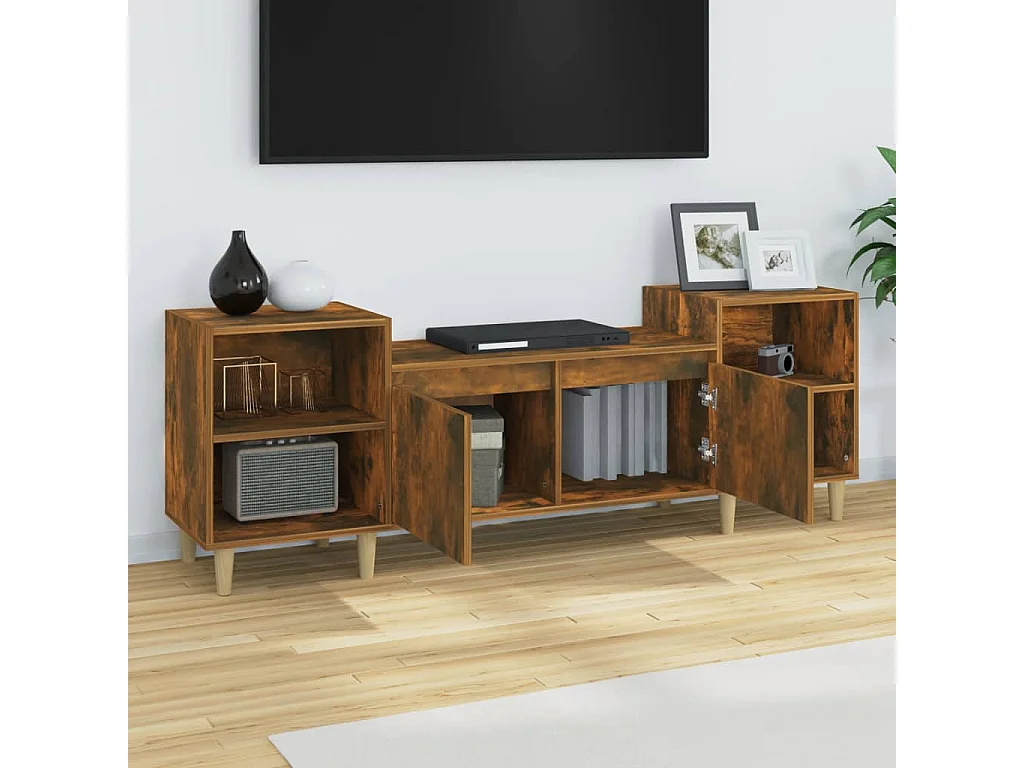 Meuble TV Chêne fumé 160x35x55 cm Bois d'ingénierie