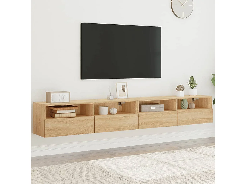Meubles TV muraux 2pièces chêne sonoma 100x30x30cm bois ingénierie