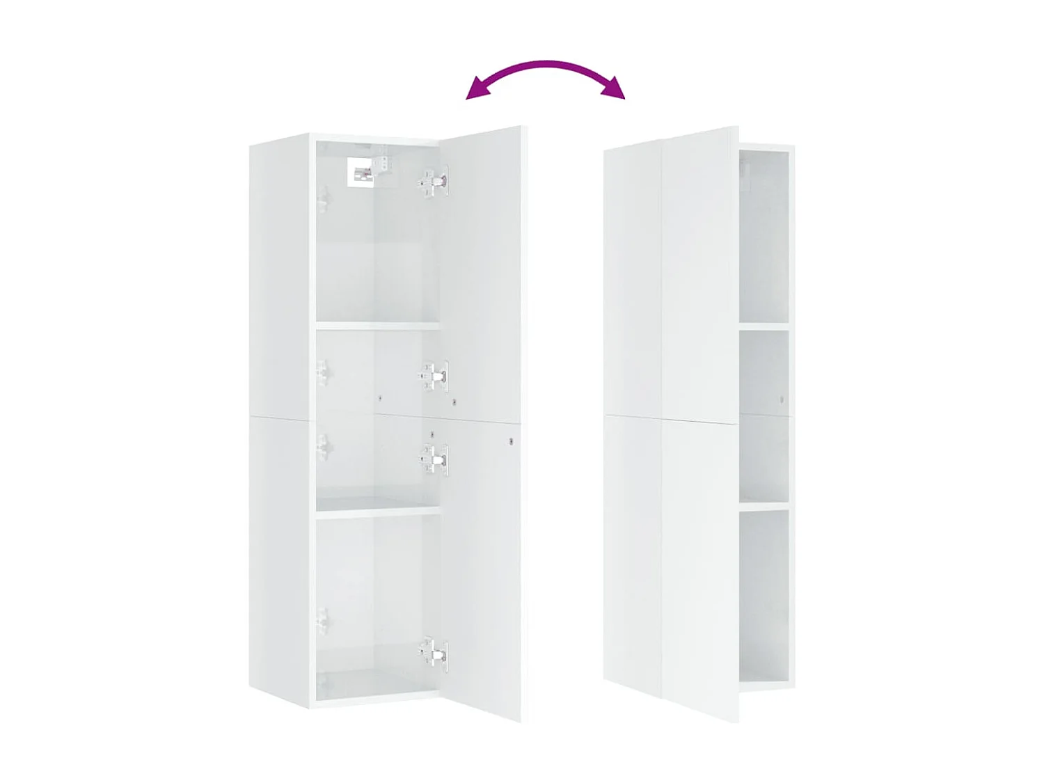 Mueble de TV contrachapada blanco brillante 30,5x30x110 cm