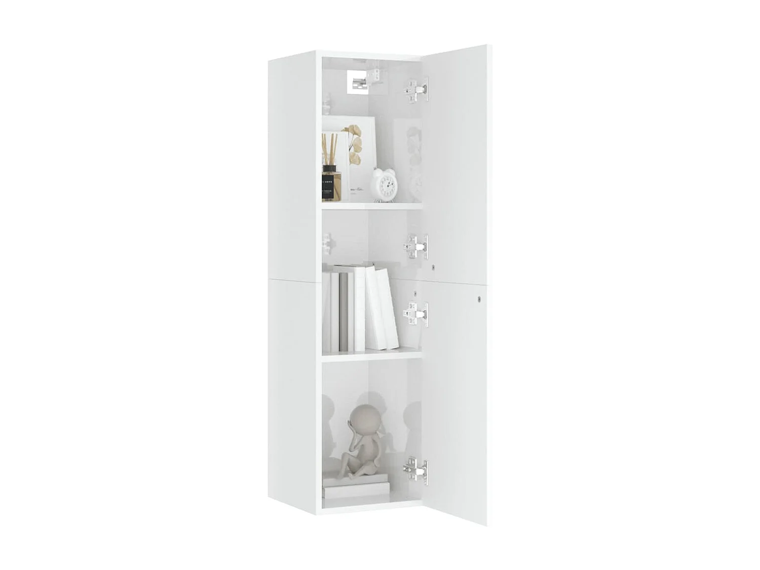 Mueble de TV contrachapada blanco brillante 30,5x30x110 cm