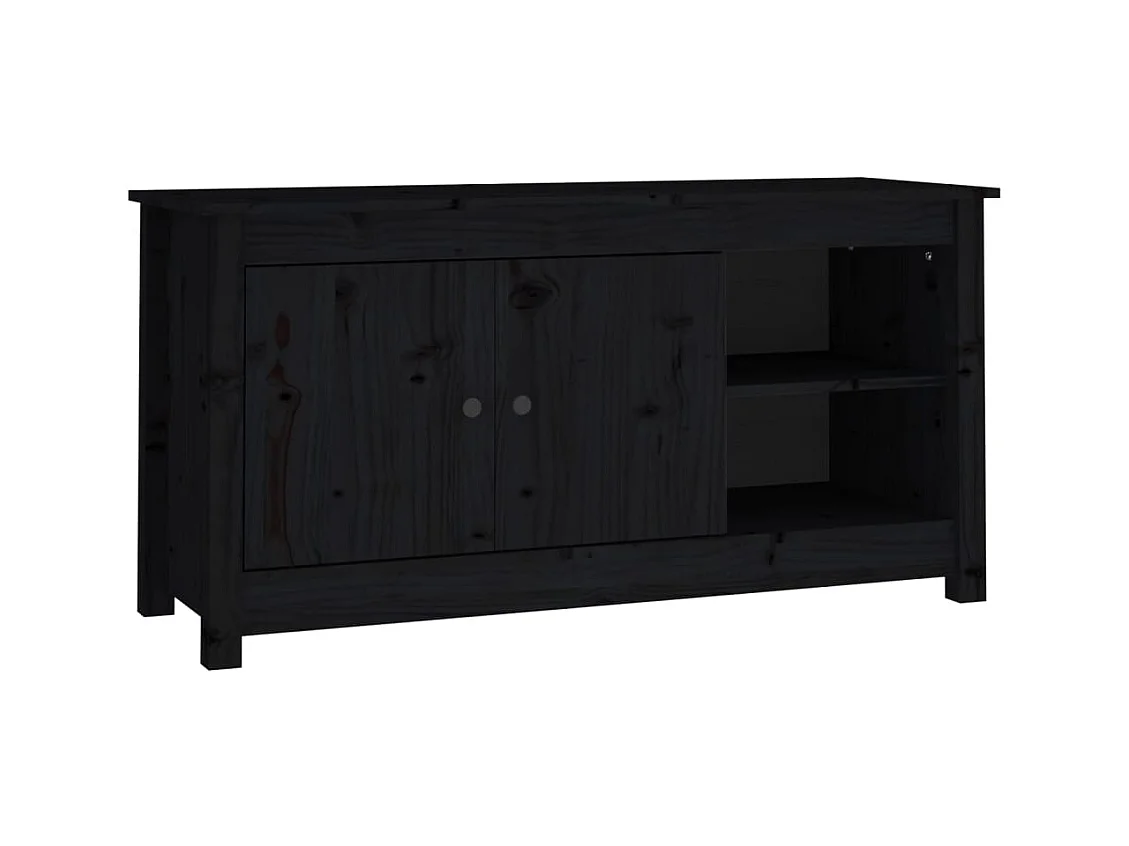 Meuble TV Noir 103x36,5x52 cm Bois de pin massif