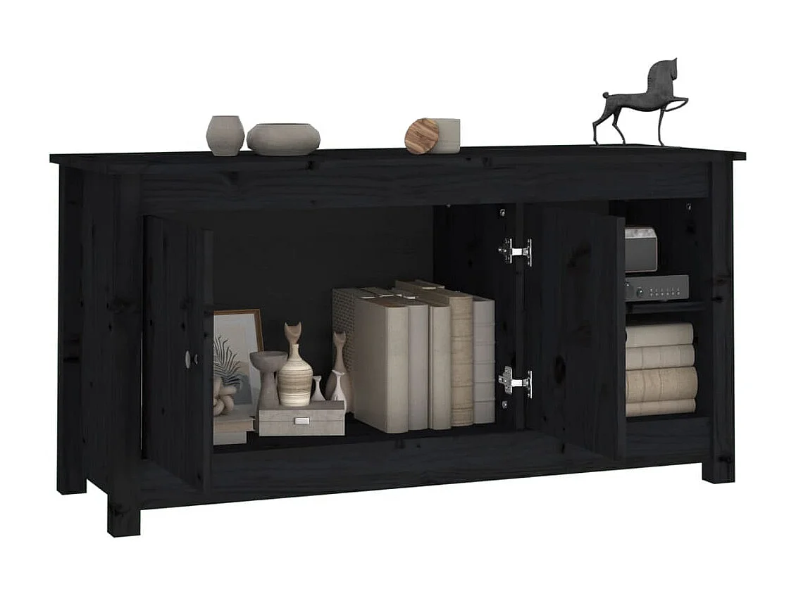 Meuble TV Noir 103x36,5x52 cm Bois de pin massif