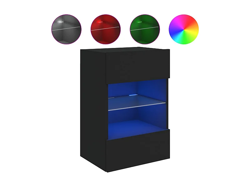 Meuble TV mural avec lumières LED noir 40x30x60,5 cm