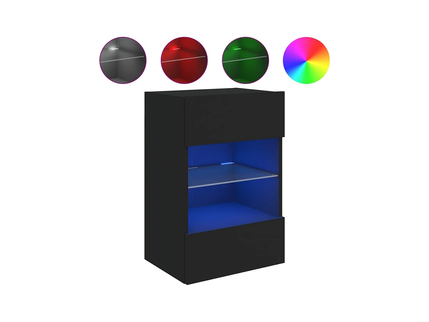 Meuble TV mural avec lumières LED noir 40x30x60,5 cm
