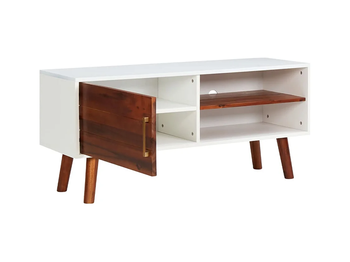 Mueble para TV de madera maciza de acacia y MDF 110x35x50 cm
