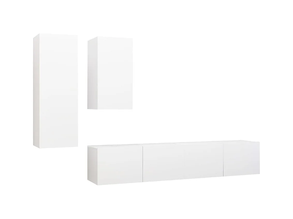 4-delige Tv-meubelset bewerkt hout wit