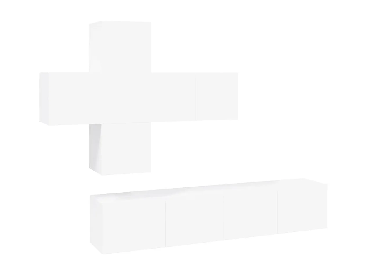 Set de muebles para TV 7 piezas madera contrachapada blanco